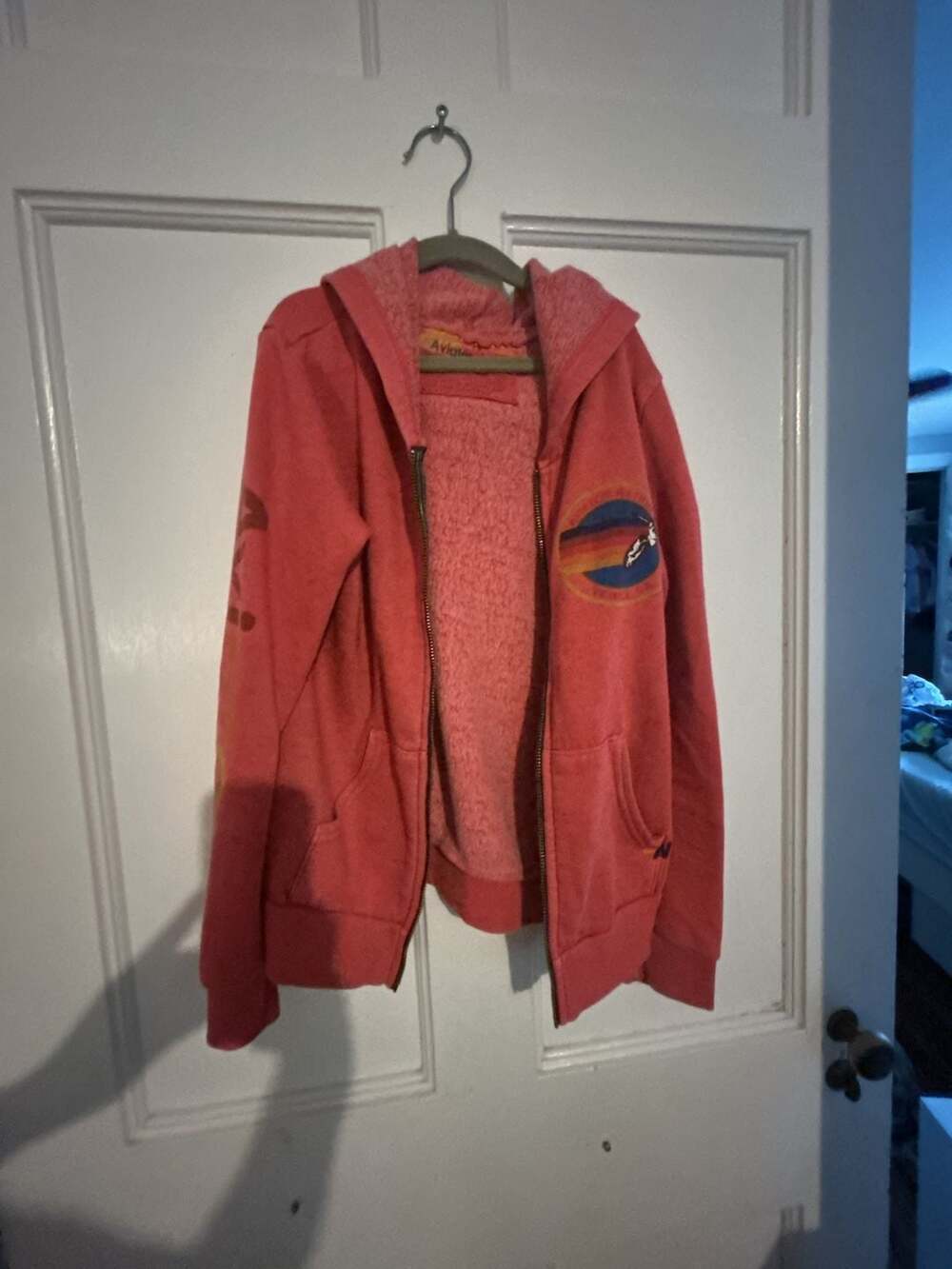 Aviator Nation Kids Red Zip-Up Hoodie with Rainbow Bolt Logo
*** missing the zip